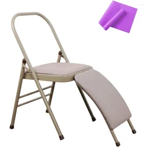 Camp Furniture Yoga Auxiliary Chair With Lumbar Back Support Foldable Training Purple Resistance Band