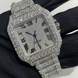 Luxury ha superato Test Diamond Watch 925 Sliver Men Orologi di Moissanite meccanici da polso