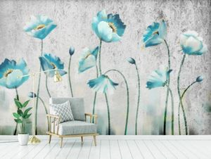 Bakgrundsbilder europeiska blå blommor tapeter för väggar väggmålning stor po home väggdekor handmålning blommor rulle anpassad