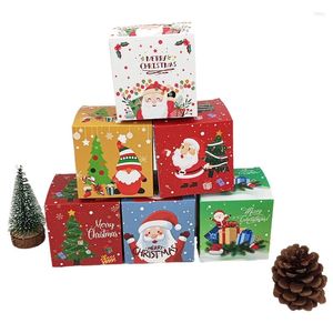 Enrolamento de presentes 12/24pcs de Natal Caixa de doces quadrada mista bolo de chocolate doce a favor caixas de embalagem alegres