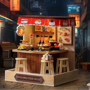 Arquitetura/DIY House Wooden Mini Dollhouse 3D Puzzle Assembly Building Toys com Kit de móveis para Miniatura LED Presentes de Aniversário de Wooden Crafts