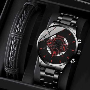Wristwatches DEYROS Fashion Mens Sports es Male Business Stainless Steel Quartz Wrist Men Leather Bracelet Y240510