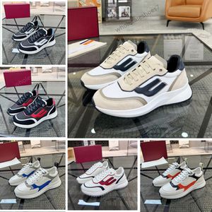 Designer Casual Shoes Luxury Men tygränare äkta läder snörning färg match mode klassiska märke sport löpskor sneakers siffror tryckt storlek 46