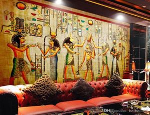 3Dステレオヨーロッパレトロアートエジプトテーマバーカフェレストラン大きな壁紙壁紙リビングルームの壁紙93228717891968