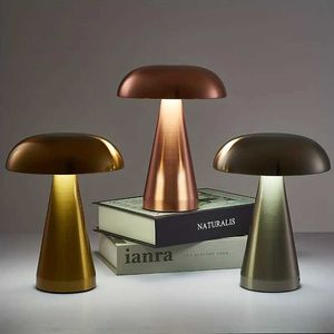 テーブルランプマッシュルームテーブルランプ3色調整可能な輝度コードレスランプ充電式キノコ装飾ナイトライトベッドサイドランプタッチランプ