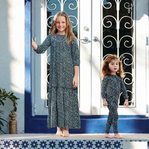 Family Matching Outfits As Florals Modal Girls Maxi Dress Cute Girl Robe Baby Set Sisters Clothes Black 240418 Drop Delivery Kids Ma Dhyiw