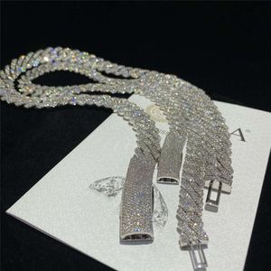 Wholesale 10mm 12mm 14mm Mens Hip Hop Iced Out Diamond Cuban Necklace 925 Sterling Silver d Color Moissanite Link Chain