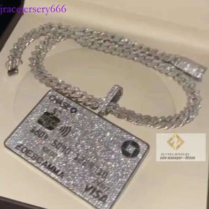 VVS MOISSanite Chain Pendants Sterling Sier Hip Hop Gioielli ghiacciati ciondolo