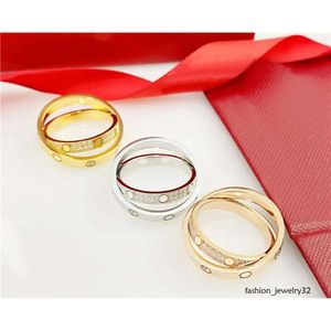 Kort och dubbel slingring designer rostfritt stål ring mode smycken mans bröllopslöfte ring kvinnans gåva