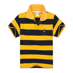 High Quality Children Lapel Striped Cotton TShirt Boy Polo Shirt Short Kids Seeve 314 Years Old 240515
