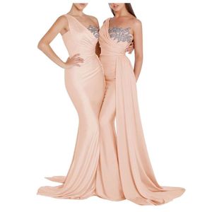 One Shoulder Bridesmaid Dresses for prom Satin Mermaid Prom Dress Bodycon Formal Evening Gowns prom AMZ