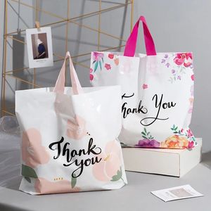 50pcs Thank You Gift Bag with Handles Wedding Birthday Party Packaging Plastic for Small Businesses Bags 240427