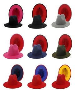 Wide Brim Purple Patchwork Church Derby Top Hat Panama Felt Fedoras Hat for Women Men artificial wool Jazz Cap 202185060836678877