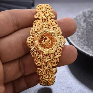 Bileklik dubai altın renk bilezikleri kadınlar için orta doğu nijeryalı düğün bilezikleri el takı parti hediyeleri
