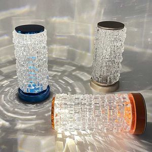 Bordslampor LED -uppladdningsbar beröring Elektrodlös dimning Akryl Crystal Bedside Lamp USB Laddning Atmosfär Natt Ljus Touch Dimning