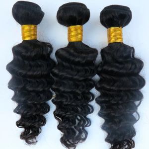 Trame di tratti vergini brasiliani i capelli in tessitura dei capelli umani fasci d'onda profonda 834 pollici non trasformati peruviani indiani malasi tinibili capelli economici e