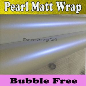 Klistermärken Pearl Satin White Blue Vinyl Wrap Car Wrap Film med luftutgivande Pearlescent White Matt Storlek: 1,52*20M/Roll