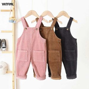 Overalls YATFIML Spring Kids Overall Children Corduroy Jumpsuit for Boys Girls Pure Cotton 1 2 3 Years Old Baby Pants Baby Boy Cloth d240515