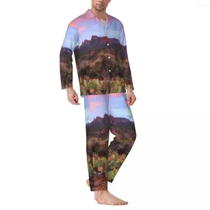 Roupas em casa deserto Sunset Pijama Define cactus paisagem moda de sono sono