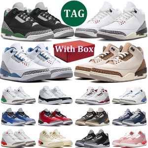 With Box 3s Men Women 3 Basketball Shoes Midnight Navy White Cement Lucky Green Varsity Royal Racer Blue Court Purple mens trainer sneakers