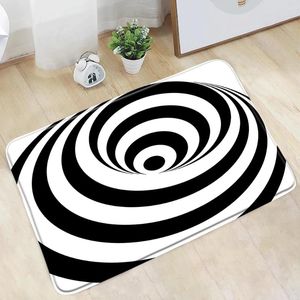 Tapetes de banho tapete preto e branco tapete de banheiro moderno gangue geométrica entranheira capacho de cozinha flanela flanela não deslizamento decoração