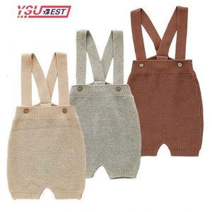 Overalls 2022 Baby jumpsuit sleeveless autumn toddler girl boy jumpsuit knitted solid newborn childrens clothing ultra soft integrated full set d240515