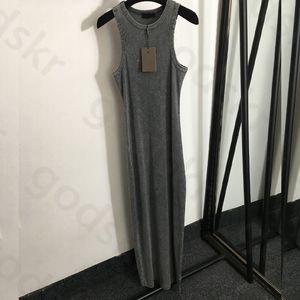 Vintage Tank Top Sleeveless Dress Women Sexig Slim Summer Thin Slip Dresses Designer Luxury Sexig stickad kjol