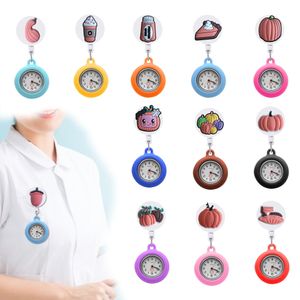 Pocket Watch Chain Halloween Pumpkin Clip Watches Medical Hang Clock Prese