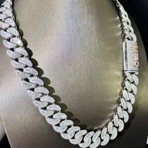 Lifeng smycken Baguette Cut Cuban Link Chain Hiphop Miami Moissanite Chain Necklace Men Silver Diamond