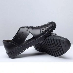 breathables Antiskid Men Hole Summer Hollow Sandals Breathable Split Sandal Leather Trend Ankle Wrap Mens Casual Loafer Shoe Wholesale Shoes m4Do# 816 s f2f1