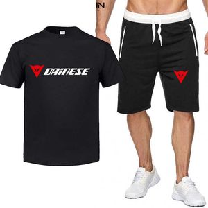 Daine Racing Valiz Serisi T-Shirt Takım Şort Yarım Kollu Pamuk Yaz Yeni Lokomotif Kros Araç Logosu Erkek Motosiklet