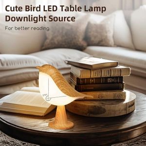 テーブルランプ3カラーLEDコードレスセンサーベッドサイドナイトダム可能な鳥類ランプタッチコントロールUSB充電式テーブルランプベッドルームの家の装飾