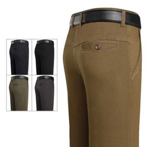 Men's Pants Mens 100% Cotton Summer Thin Autumn Thick Suit Pant Slacks High Waist Straight Loose Bland Solid Casual Business Pants RIYBEOE Y240514