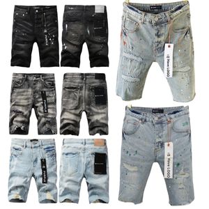 Mens Jeans Short Purple Brand Shorts Kvinnor Män Designer Purple Designer Jeans Shorts Hip Hop Casual Knee High Quality Denim