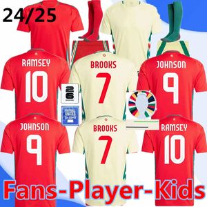 S-4XL 2024 2025 James de futebol de Wales James Bale 24 25 Camisas de futebol galesas Johnson N.Williams Rodon T.Roberts Cabango Levitt Moore Thomas Men Kit Socks Jersey 888