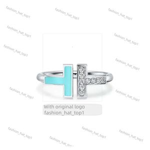 Tiffanyjewelry Ring Designer Classic Open Double T Ring Casal Ring 925 Sterling Silver Ring de alta qualidade Trendência Casal Tiffanyjewelry Stripe 675