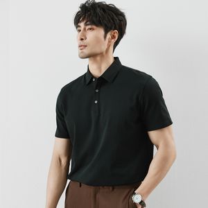 Męska koszulka z branży lapów po polo wysokiej klasy krótko-rękawowe fajne uczucie solidnego koloru swobodne letnie koszulki Polos Trend T-shirt