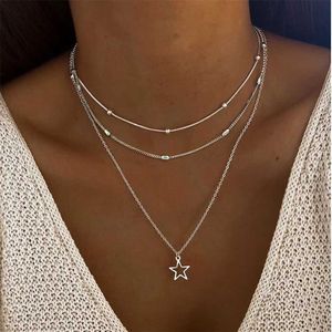 Chokers Punk Multi Layered Star Necklace Snake Womens Vintage 2023 Bohemian Chain Pendant Necklace Jewelry Wedding Presents Ins Trend D240514