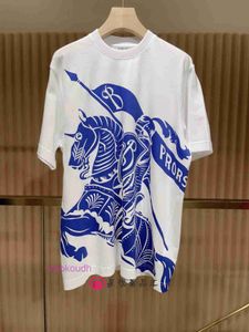 Roupas de moda aa brbury t shrits masculino verão nova camisetas de alta qualidade 24 novas camisetas curtas de algodão do pescoço cavaleiro equestre para homens e mulheres
