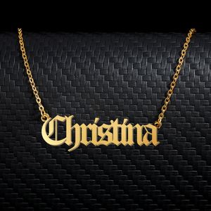 Christina Old English Name Halsband Rostfritt stål 18K Guldpläterad för kvinnor smycken typskylt hänge femme mödrar flickvän gåva