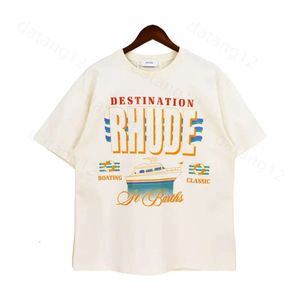 RHUDE MENS T SHINTER Designer T-Shirt Rhude T Shirt Europa Amerika Rhude Shirt Designer Marke Kleidung runder Hals hochwertiger Kurzarm US Size S-XXL 888