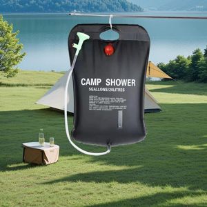 ウォーターボトル5ガロン/20L屋外バスバッグ取り外し可能なホースとシャワーヘッドソーラー暖房キャンプハイキング用