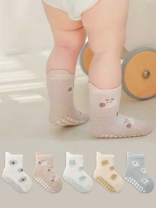 Kids Socks 3 pairs of baby summer socks thin cotton toddler index cute cartoon breathable mesh childrens non slip floor socks d240515