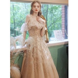 2024 SEXY LUXURY PROM DREAT BLACK GIRLS GOLD CRYSTAL PAYENT EVING PARTY 가운 생일 로브 드 소리에 이브닝 공식 파티 두 번째 리셉션 약혼 가운