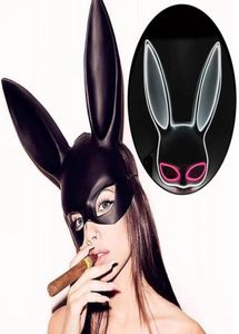 Máscaras de festa máscara luminosa led cosplay coelho trajes acessórios de coelho sexy meio rosto máscara feminina para performance de palco carnaval s6646633