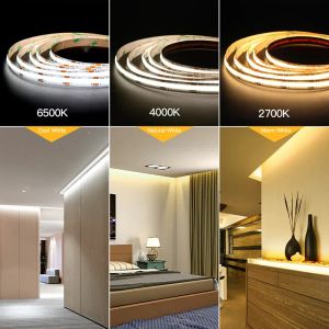 CCT COB LED Strip Lights High Density 608 LEDs/m Flexible Dimmable FOB Led Tape 2700K to 6500K Changeable LED Lighting DC12V 24V 11 LL