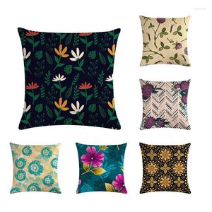 Kuddblomma täcke blommor fåglar geometriska kast bomullslinne dekorativt för soffan zy675