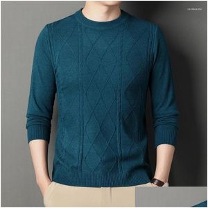 Men'S Sweaters Mens Imitation Wool Prismatic Plaid Sweater Jacquard Casual Long Sleeved Plover Knits Drop Delivery Apparel Clothing Dhhnt