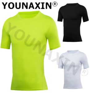 Mężczyźni zielone krótkie rękawy T-shirty bazowa warstwa Basketball Sports Gym Fitness Running Outdoor Chude Sportswear S M L XL 2XL 3XL 240515