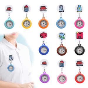 Other Watches Daily Necessities Clip Pocket Pattern Design Nurse Watch With Second Hand Retractable For Student Gifts Clip-On Hanging Otreh